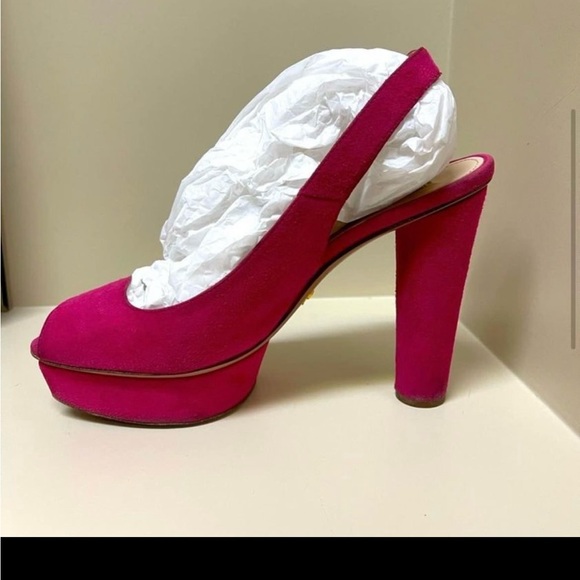 Prada pink suede platform heels - Picture 4 of 8